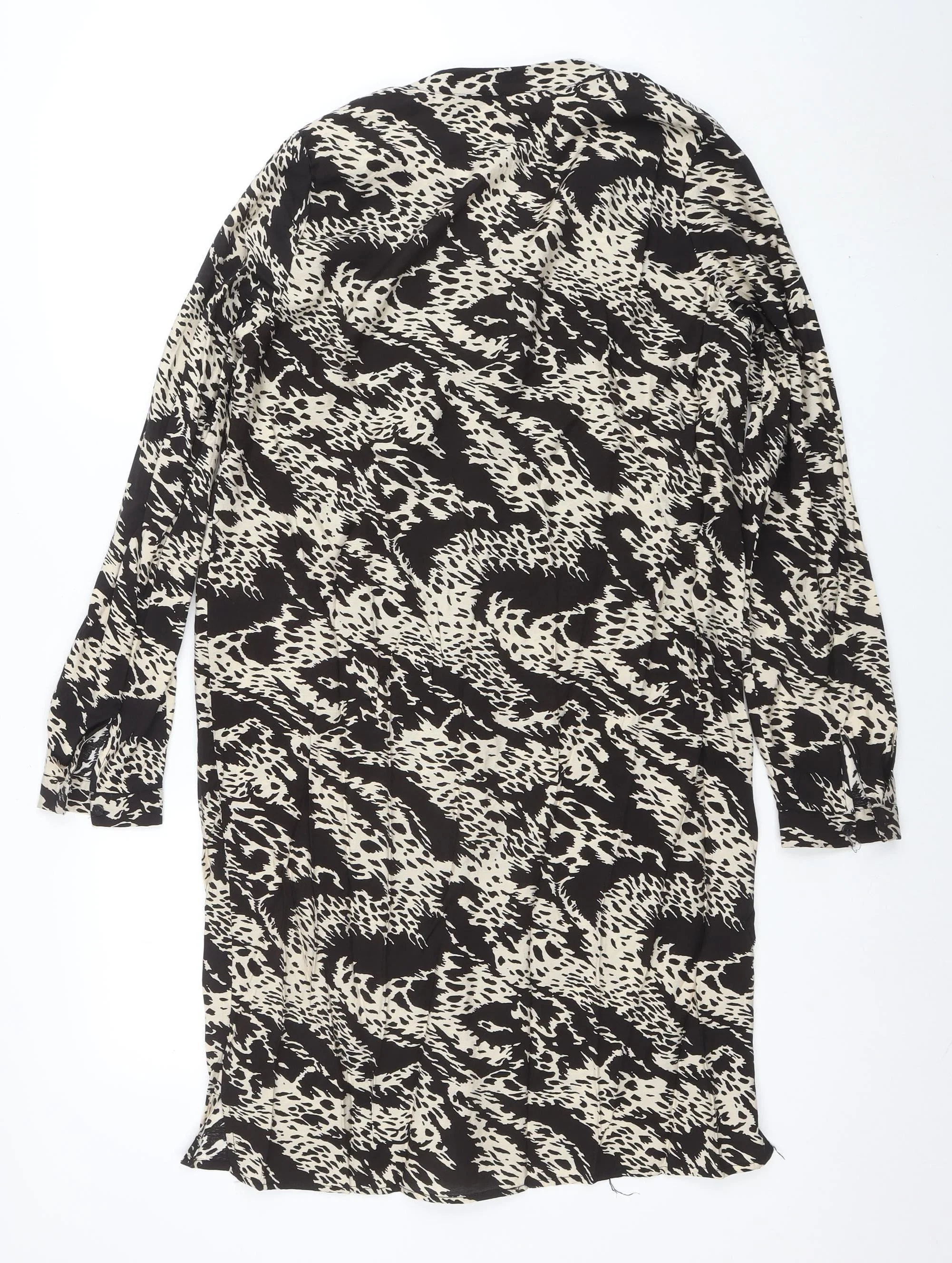Object Women’s Black Animal Print Button Shirt Dress Size 10 - Image 3