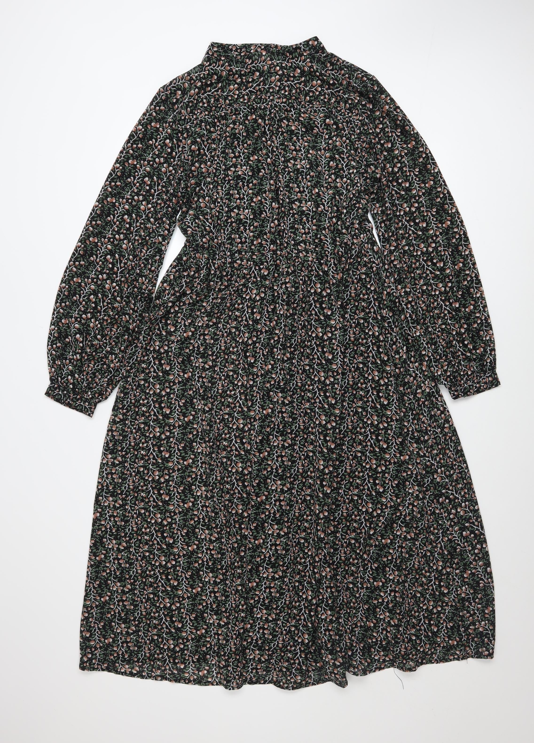 OBJECT Womens Multicoloured Floral Midi Fit & Flare Dress Size 8 - Image 3