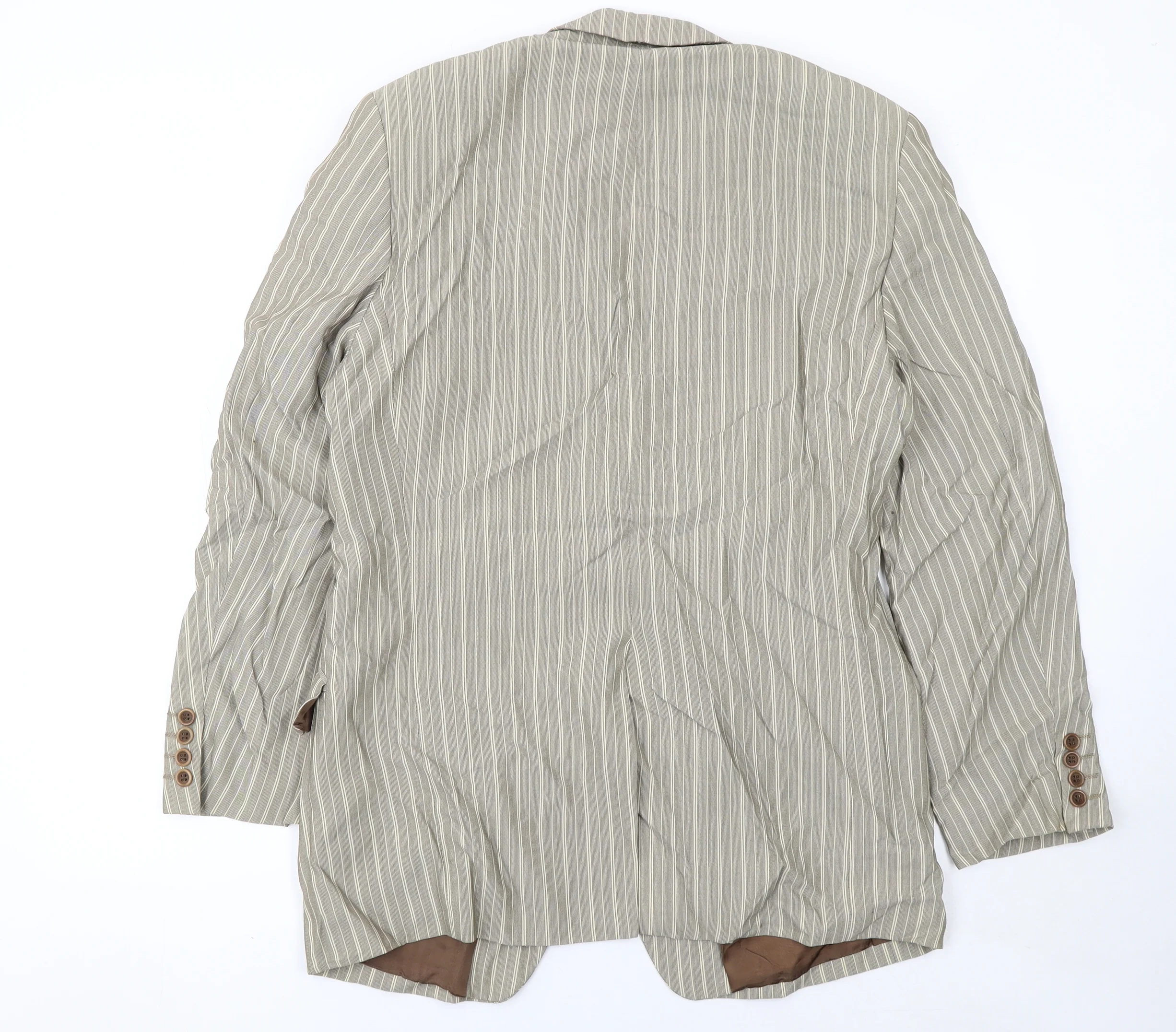 Obvious Men's Beige Striped Wool Blend Blazer Jacket Size 50 Reg - Image 3