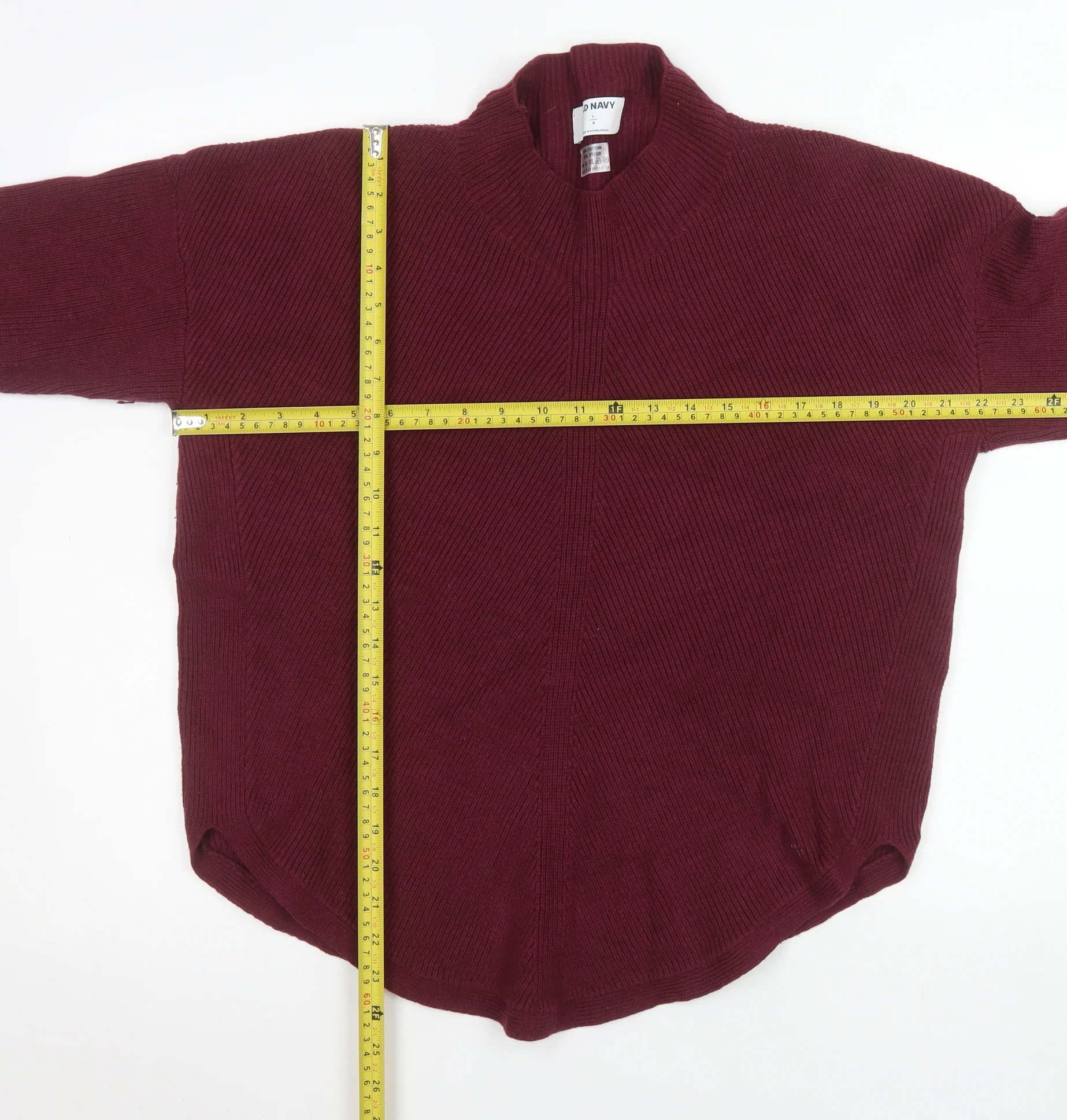 Old Navy Men's Red Mock Neck Pullover Jumper Size L Cotton Blend - Image 2