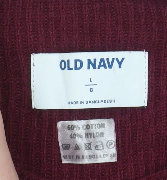 Old Navy Men's Red Mock Neck Pullover Jumper Size L Cotton Blend - Image 4