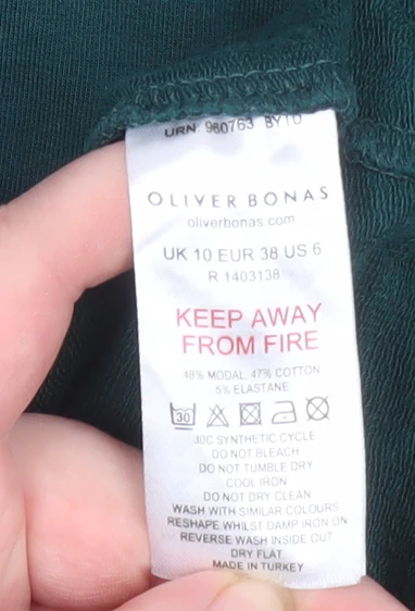 Oliver Bonas Women Green Size 10 Shift Dress Long Sleeve Casual - Image 4