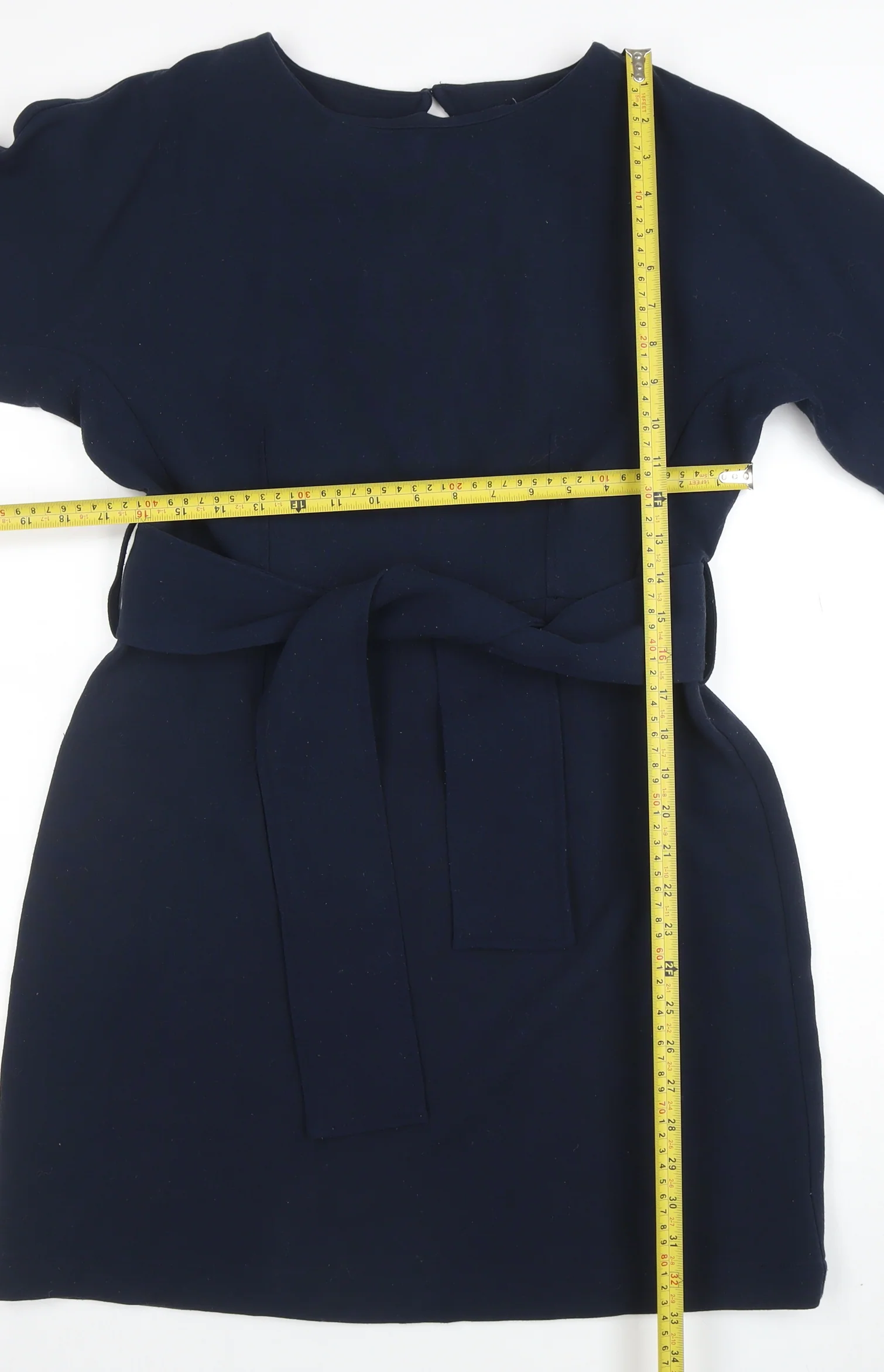 Oliver Bonas Women’s Blue Belted Shift Dress Size 12 - Image 2