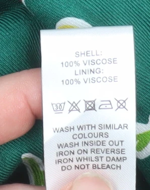 Oliver Bonas Women's Green Floral Viscose Shift Dress Size 10 - Image 5