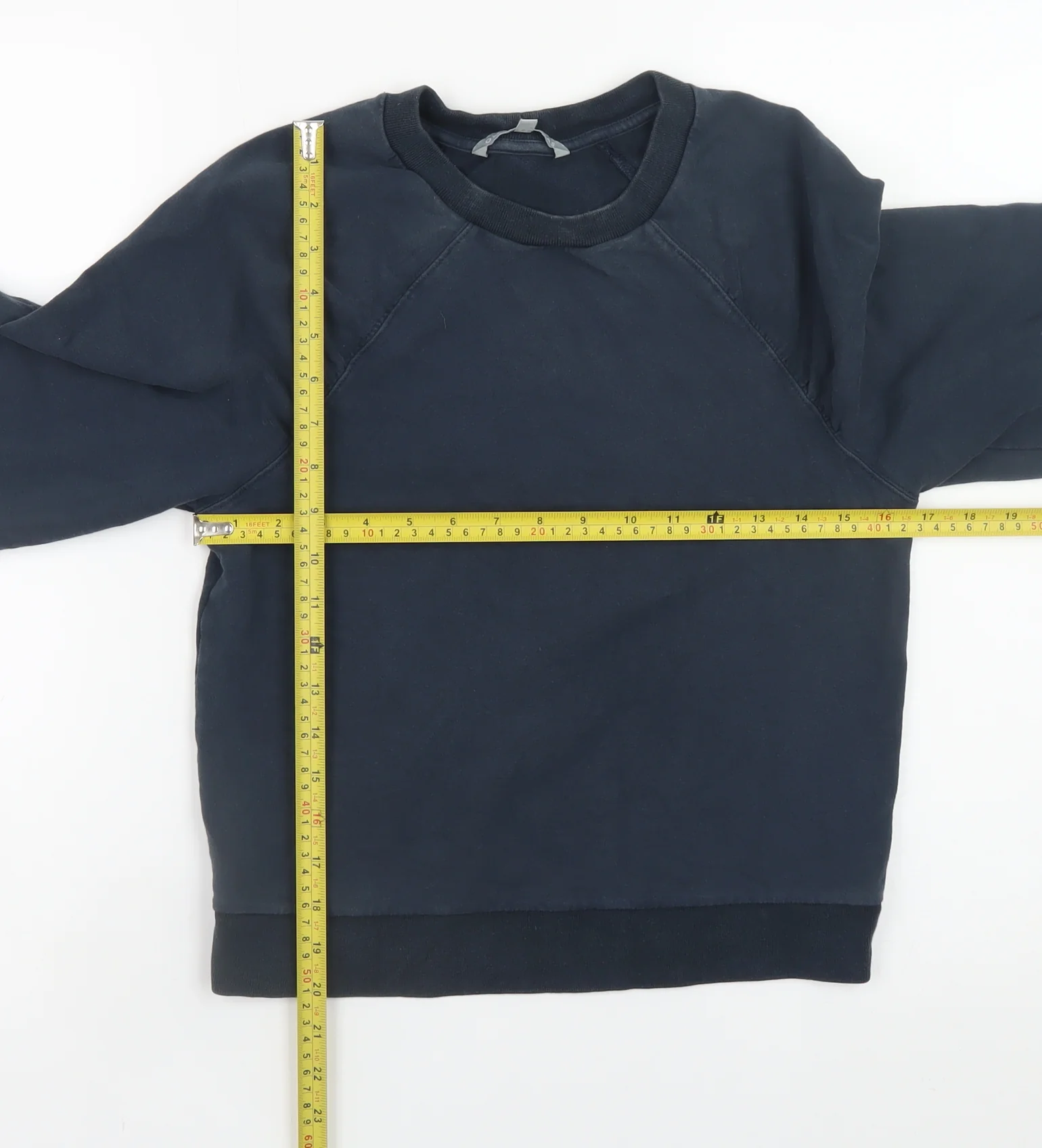Oliver Bonas Womens Navy Blue Cotton Blend Crew Neck Sweatshirt UK 6 - Image 2