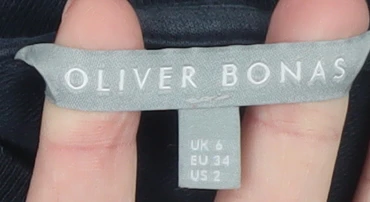 Oliver Bonas Womens Navy Blue Cotton Blend Crew Neck Sweatshirt UK 6 - Image 4