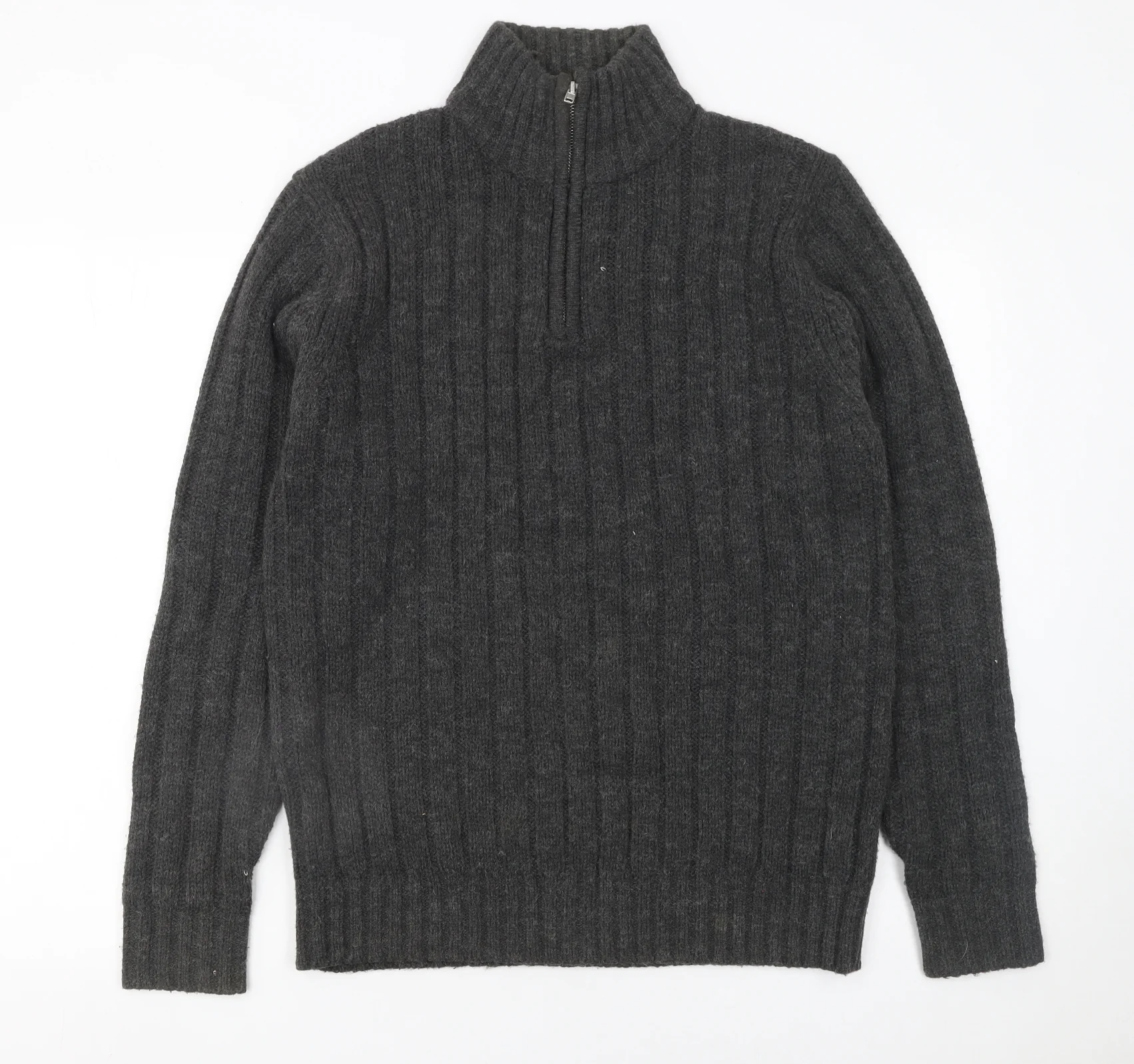 Onfire Men Grey 1/2 Zip High Neck Knit Jumper Size M