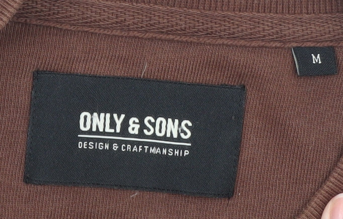 ONLY & SONS Men's Brown Cotton Bomber Jacket M Casual Zip-Up - Image 4