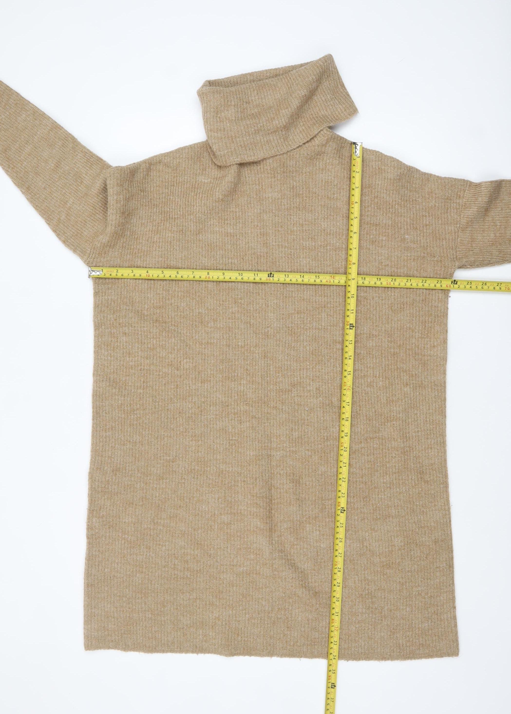 ONLY Women Beige XL Roll Neck Long Sleeve Knit Jumper Dress - Image 2