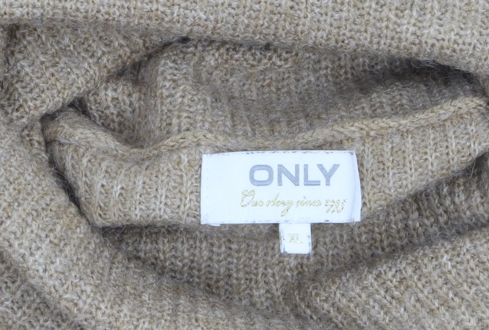 ONLY Women Beige XL Roll Neck Long Sleeve Knit Jumper Dress - Image 4
