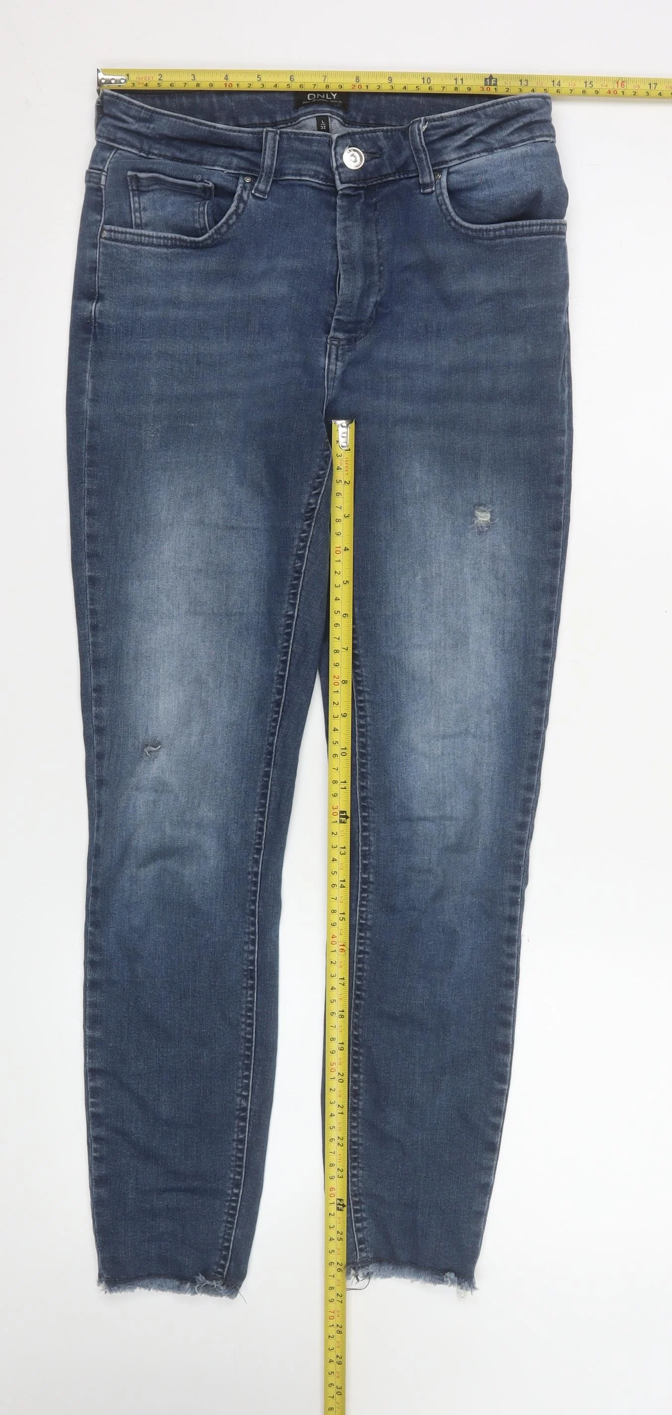 ONLY Women's Blue Skinny Jeans L 32 Distressed Denim - Image 2
