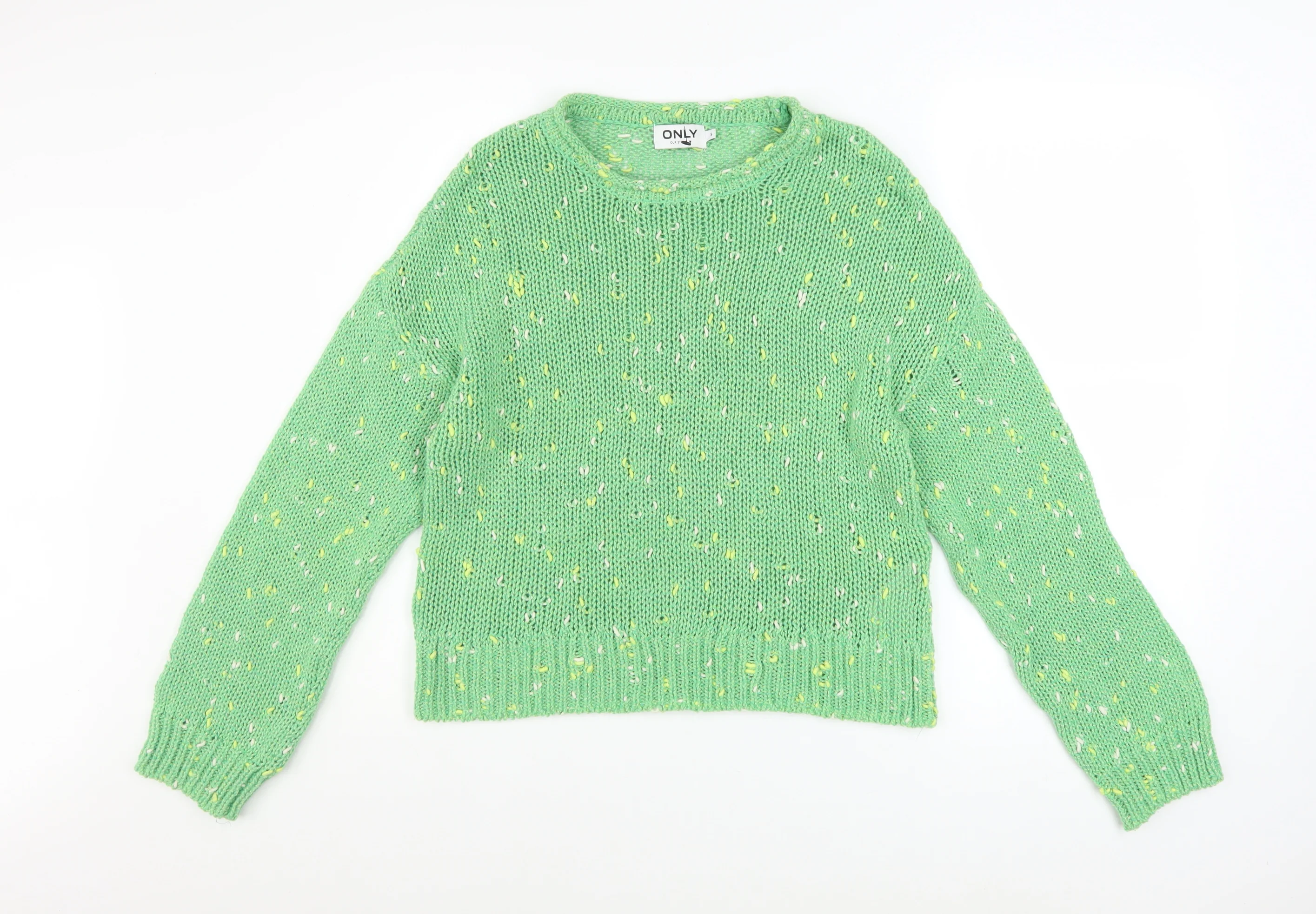 ONLY Womens Green Chunky Knit Crew Neck Jumper Size S