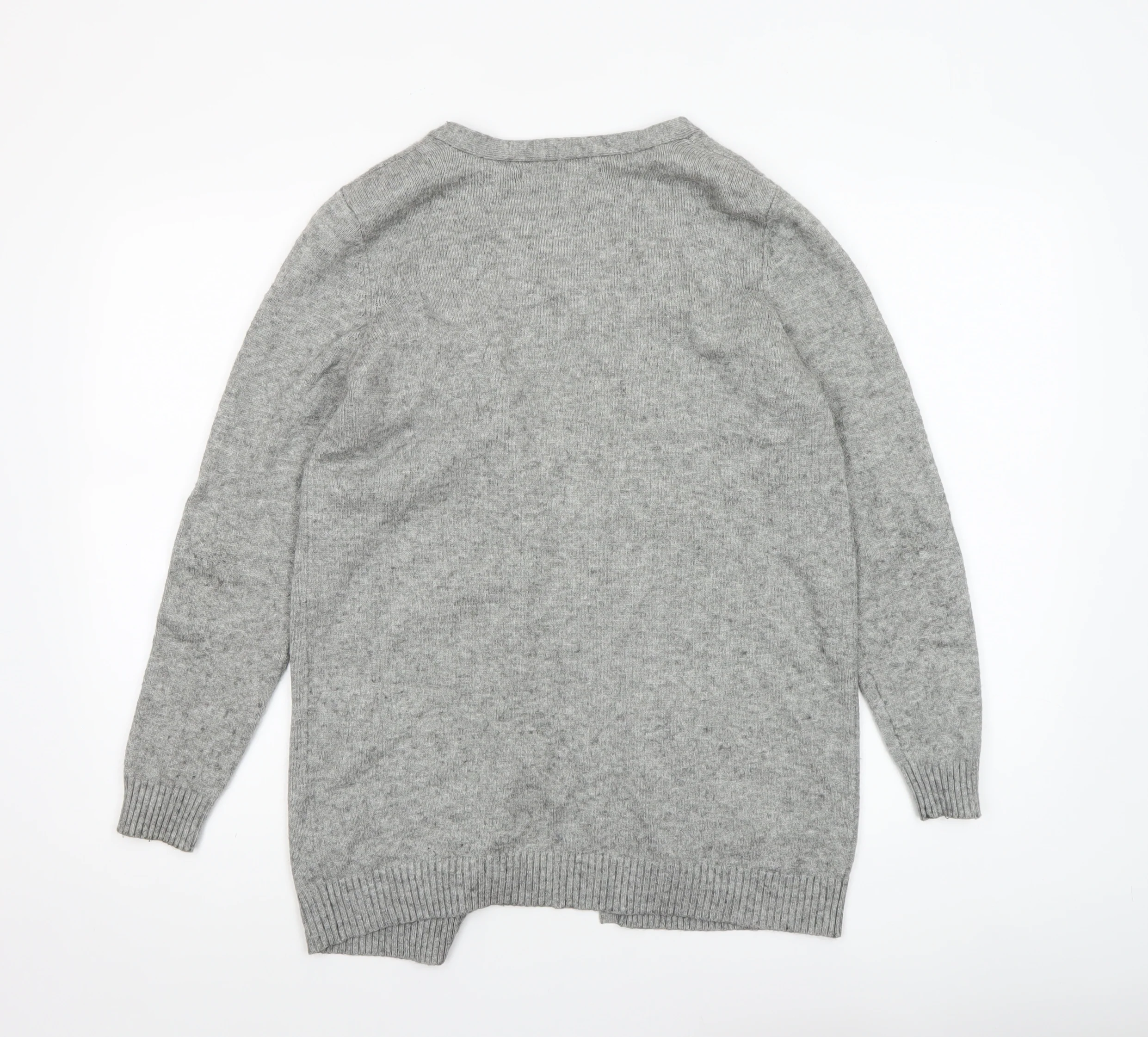ONLY Women's Grey Knit Long Sleeve Open Cardigan Size S - Image 3