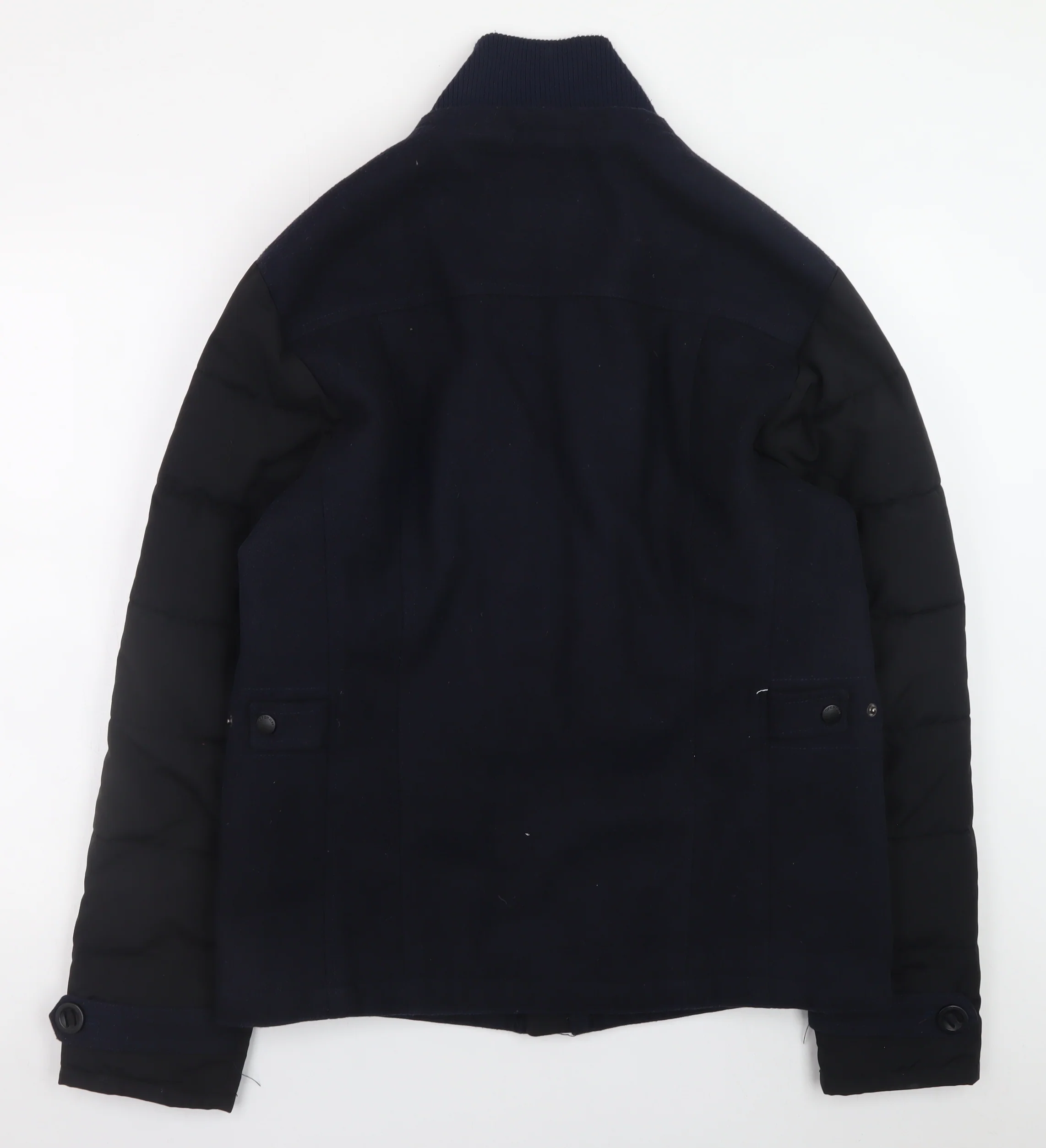 Open Men Navy Blue Wool Blend Bomber Jacket Size M Classic Mid-Length - Image 3
