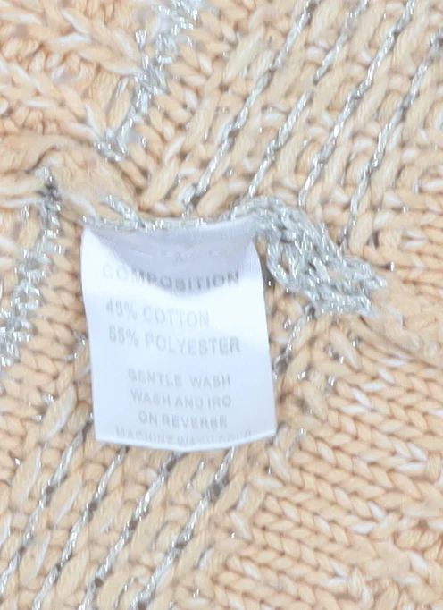Opus London Women's Beige Striped Fringe Knit Cardigan Size 8 - Image 4