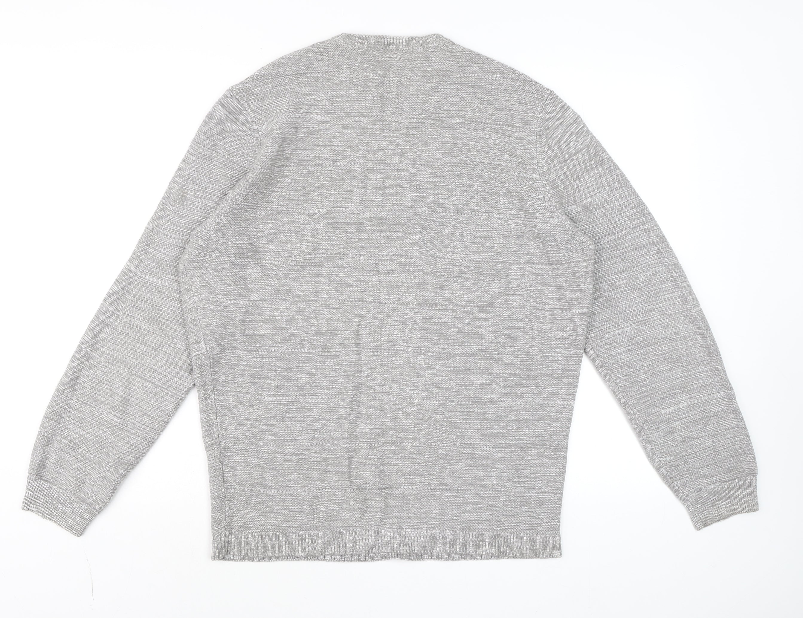 Original Mens Grey Cotton Acrylic Crew Neck Pullover Jumper L - Image 3