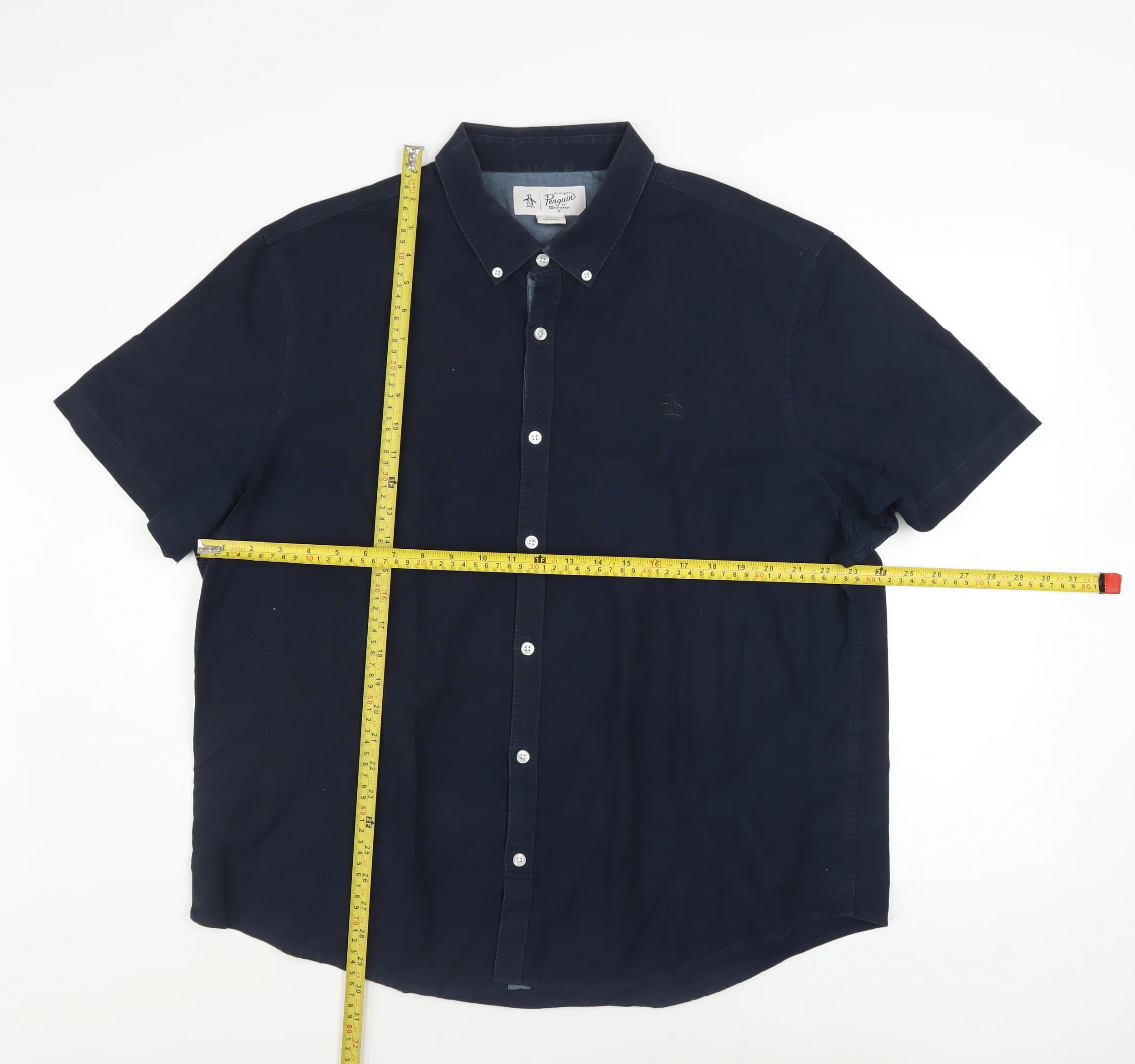 Original Penguin Men's Blue 2XL Short Sleeve Cotton Button-Up Shirt - Image 2