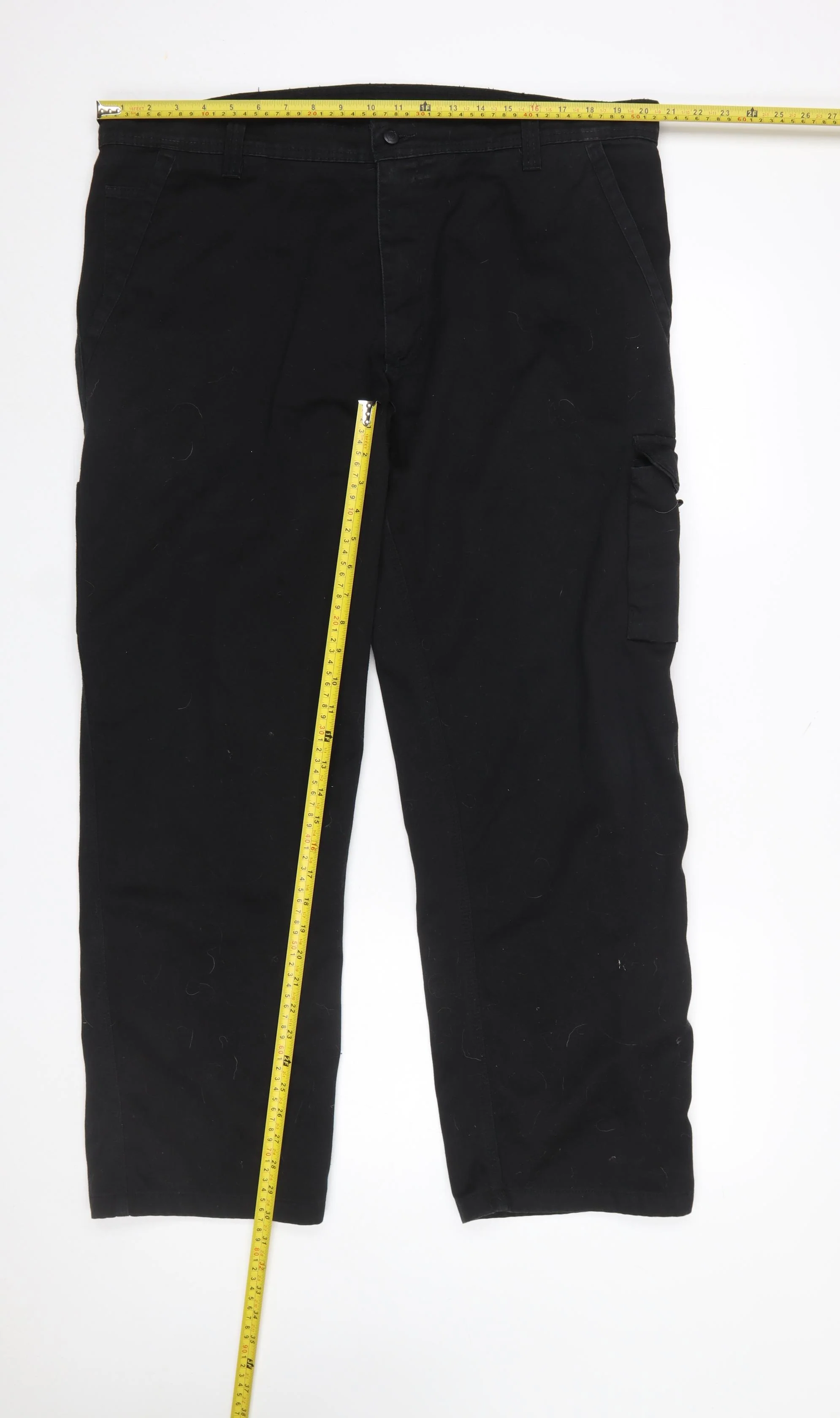 ORN Mens Black Cargo Workwear Trousers Size 42R Polyester Cotton - Image 2