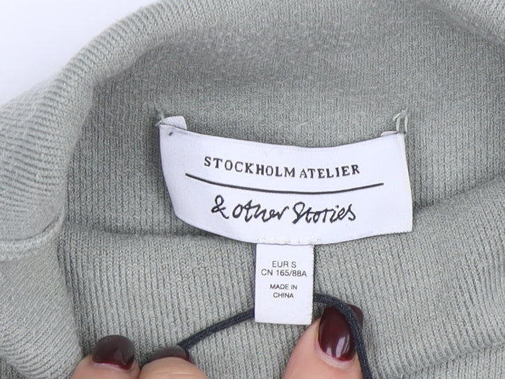 & Other Stories Women Green Mock Neck Knit Long Sleeve Top S - Image 4