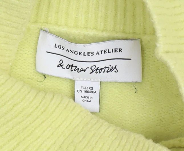 & Other Stories Women Lemon Yellow Mock Neck Jumper XS Wool Blend - Image 4