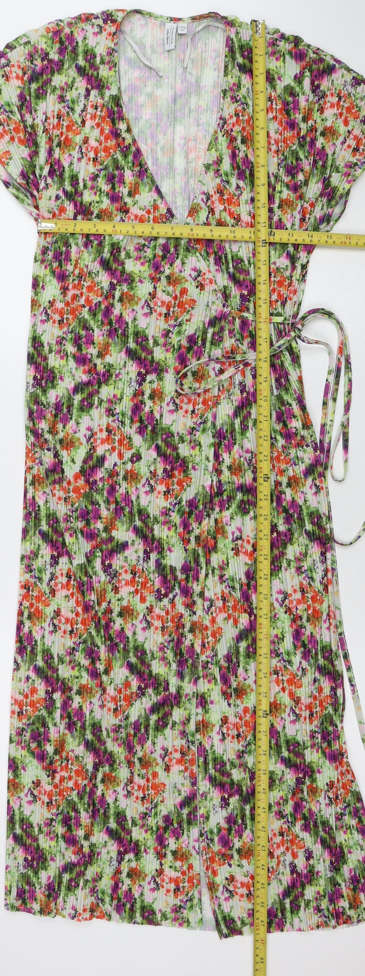 & Other Stories Women’s Multicoloured Floral Wrap Midi Dress Size 14 - Image 2