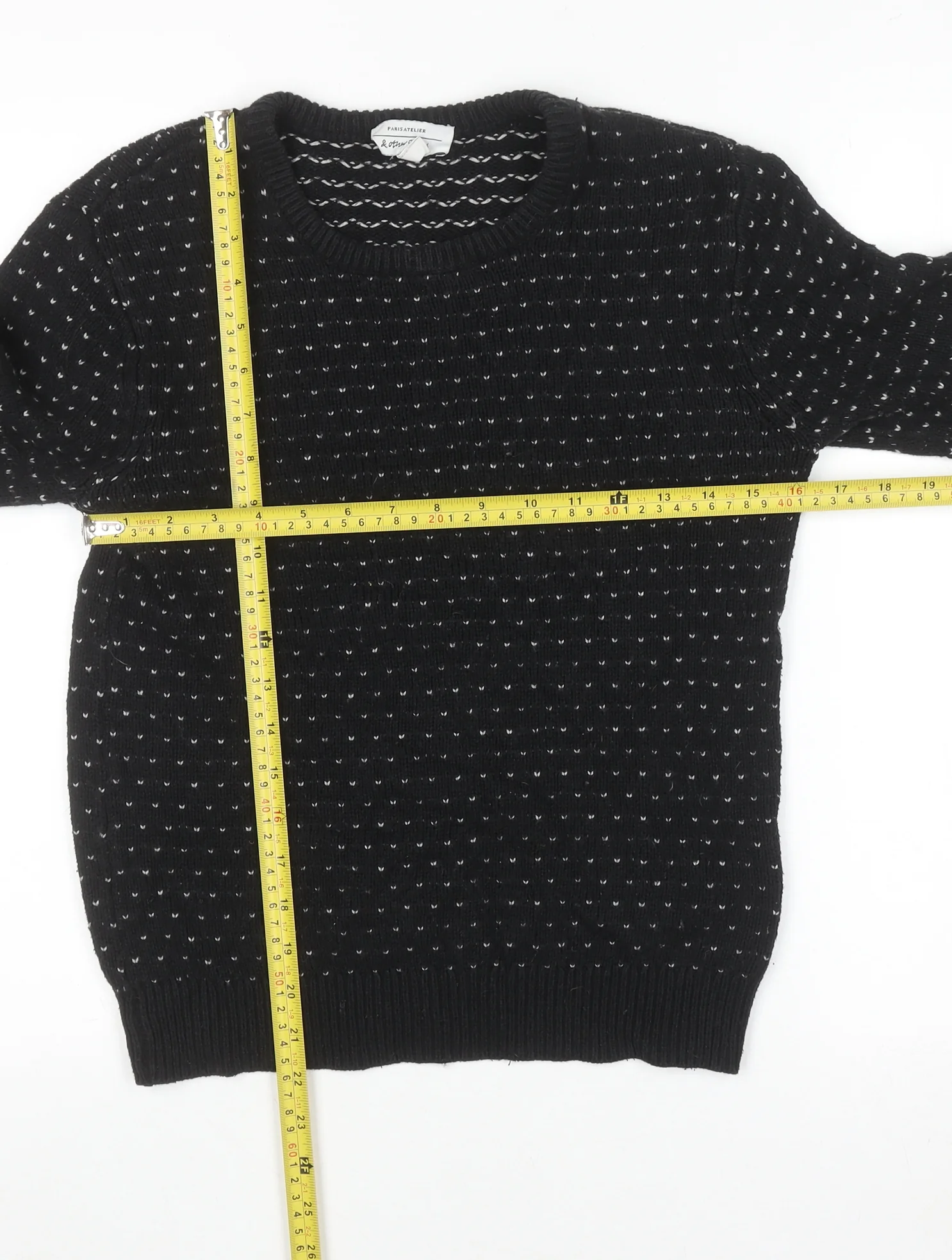 & Other Stories Womens Black XS Cotton Wool Knit Jumper - Image 2