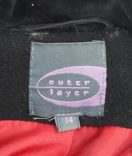 Outer Layer Women's Black Wool Cashmere Blend Long Overcoat Size 14 - Image 4