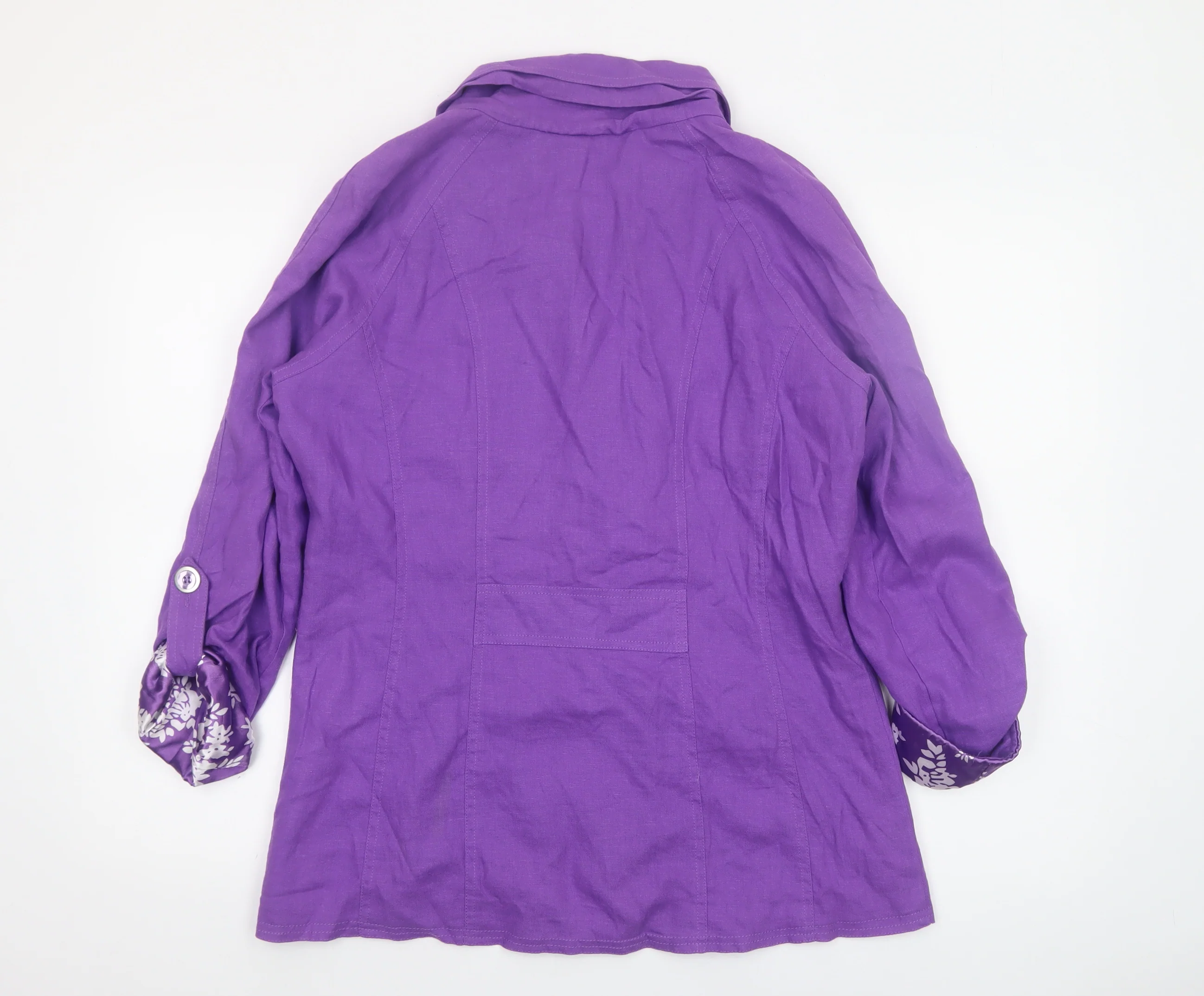 Paco Boutique Women’s Purple Linen Blend Button Jacket L - Image 3