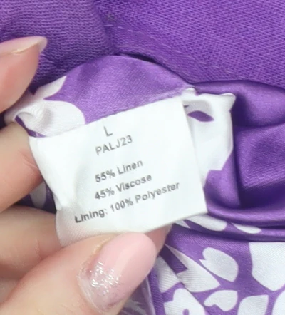 Paco Boutique Women’s Purple Linen Blend Button Jacket L - Image 4