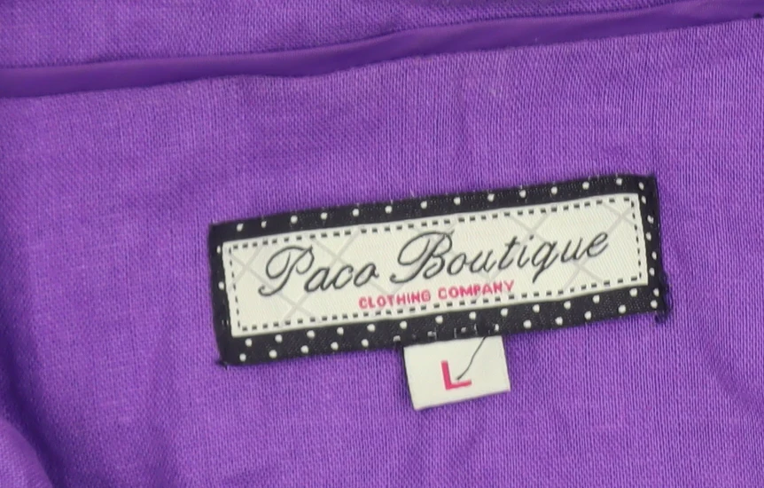 Paco Boutique Women’s Purple Linen Blend Button Jacket L - Image 5