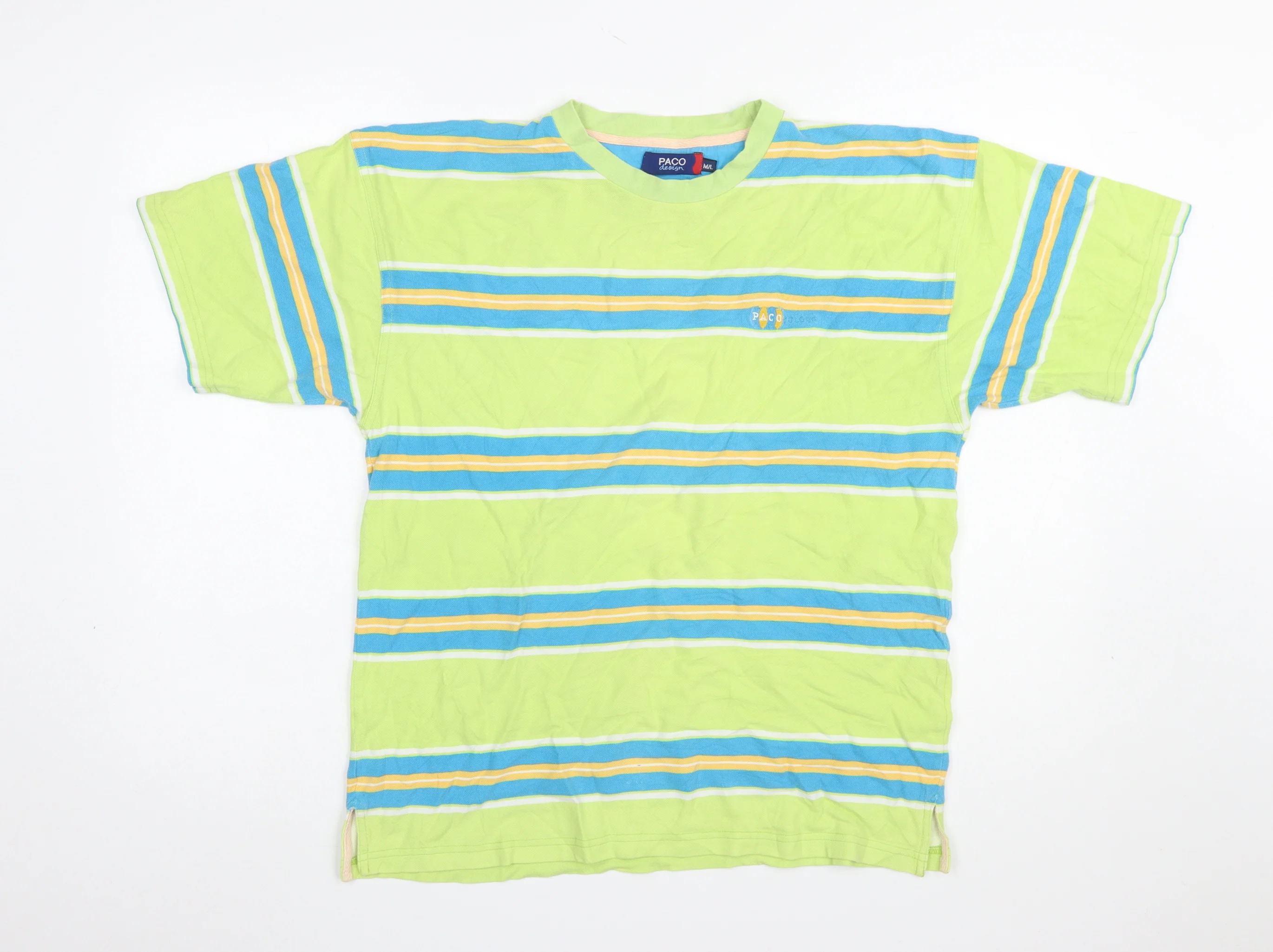 Paco Design Men's Retro Multicoloured Striped Cotton T-Shirt M