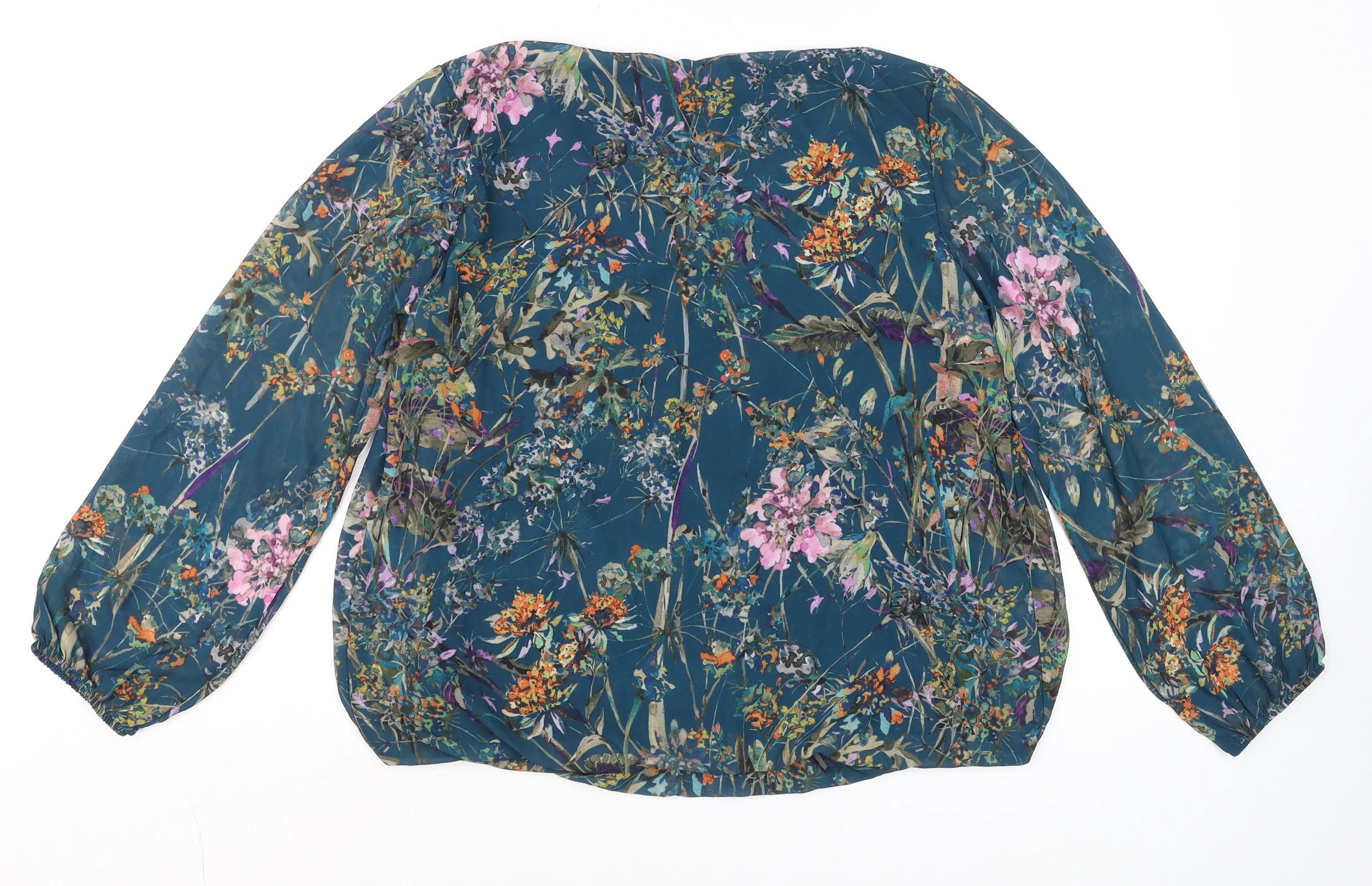 Pala D’Oro Women’s Blue Floral Tunic Blouse Size S Relaxed Fit - Image 3