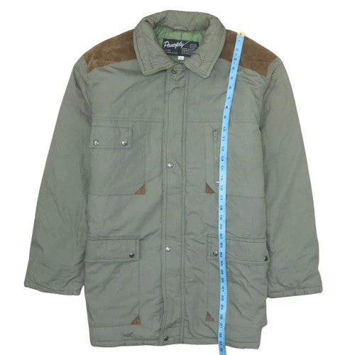 Panoply Men's Green XL Quilted Hunting Jacket with Pockets and Suede Shoulders - Image 3