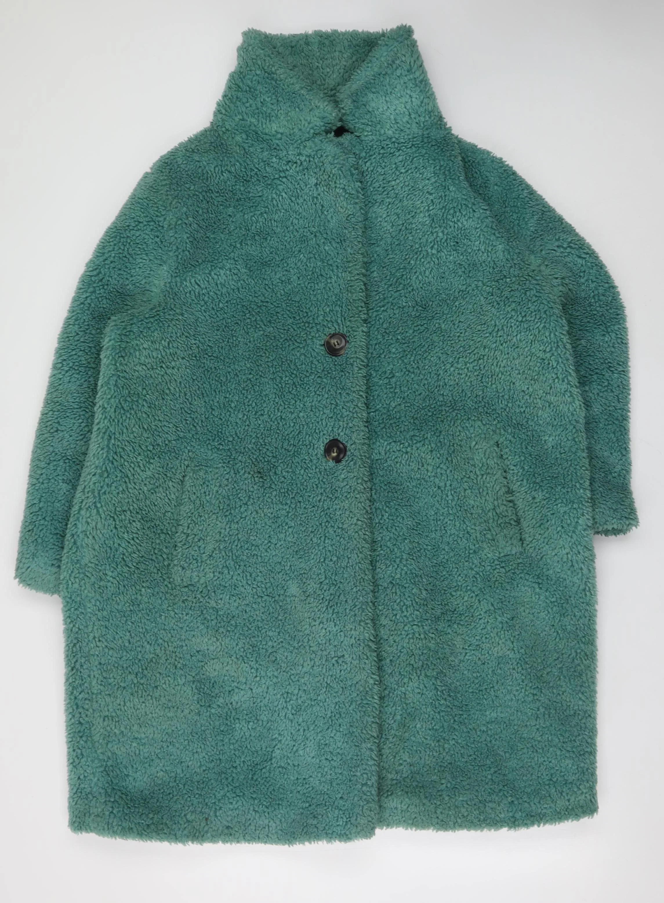 Papaya Petite Green Teddy Coat Women's Size 18 Polyester Mid-Length