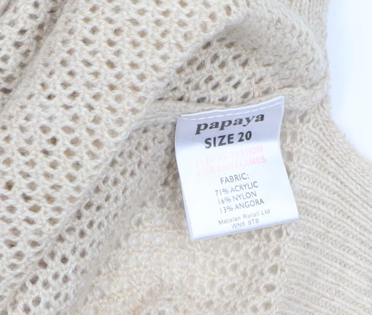 Papaya Women Beige Size 20 Knitted Pullover Jumper Long Sleeve - Image 4