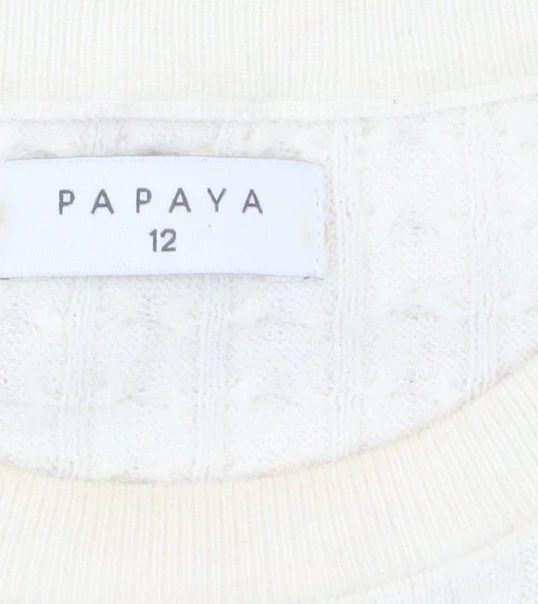 Papaya Women Beige Striped Cable-Knit Jumper Size 12 - Image 5