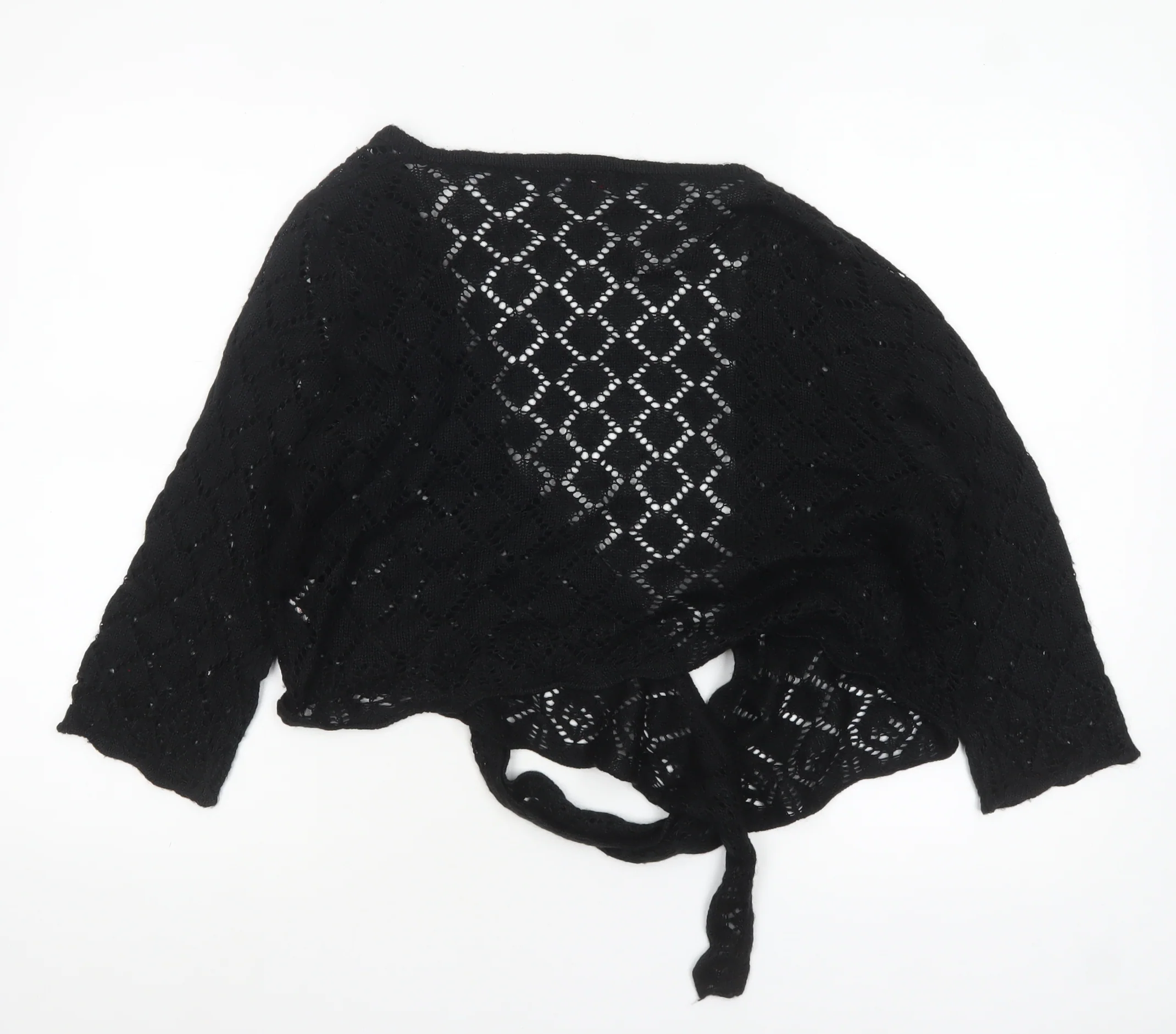 Papaya Women Black Size 18 Wrap Knit Acrylic Cardigan - Image 3