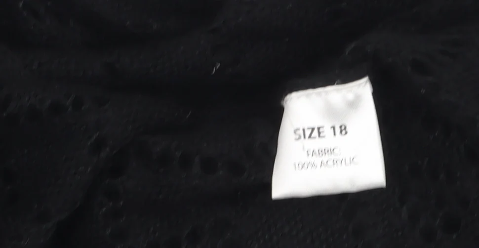 Papaya Women Black Size 18 Wrap Knit Acrylic Cardigan - Image 4