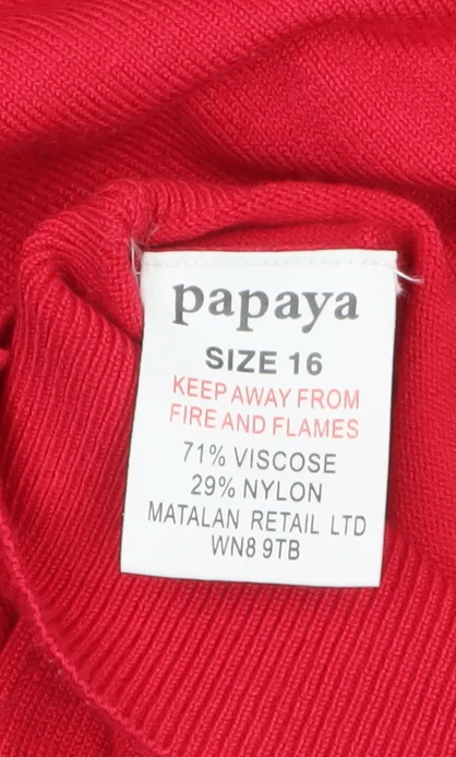 Papaya Women Red Roll Neck Long Sleeve Jumper Size 16 - Image 4