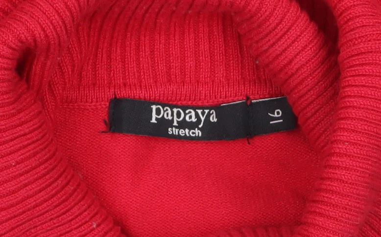 Papaya Women Red Roll Neck Long Sleeve Jumper Size 16 - Image 5