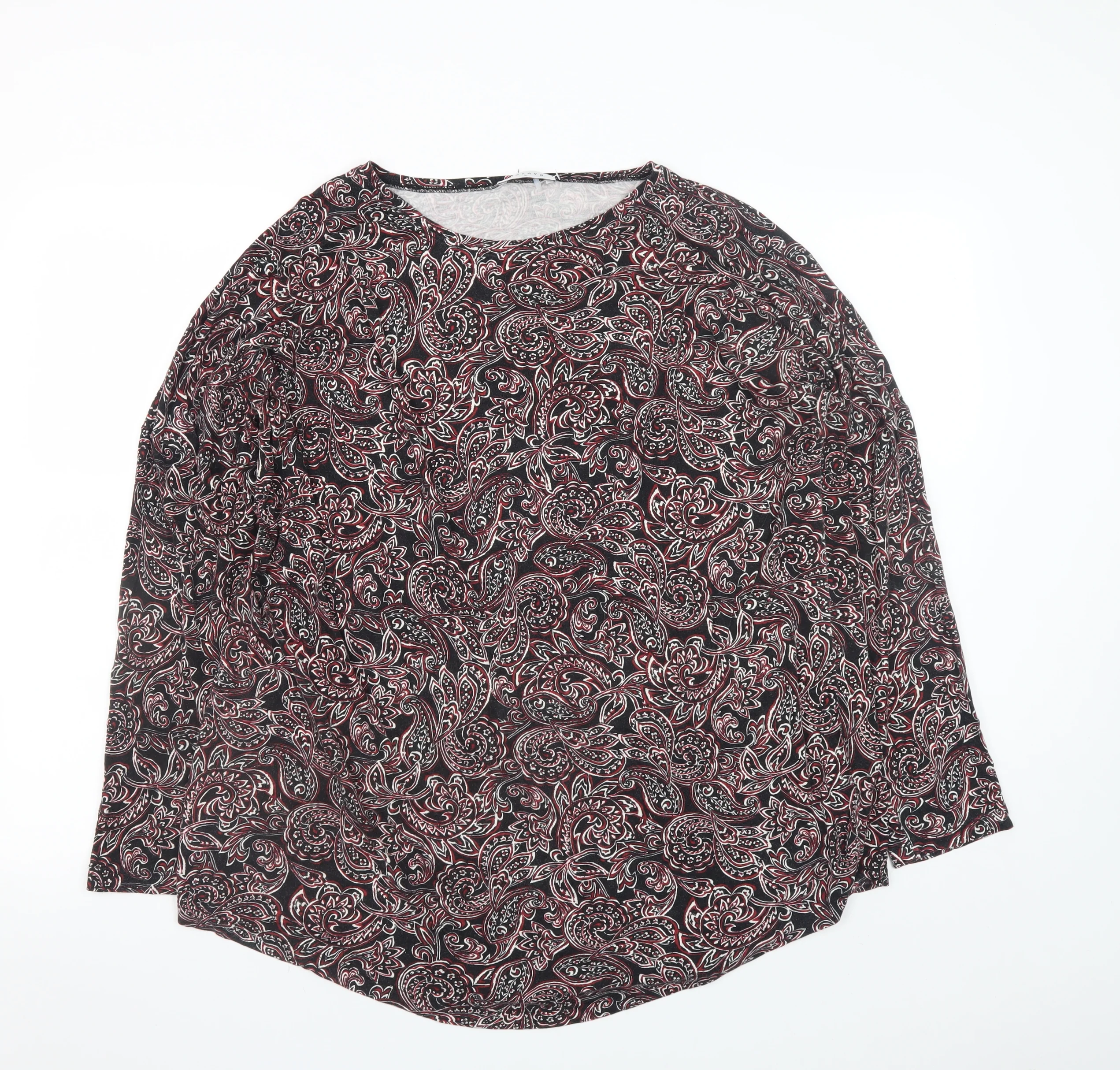 Papaya Women’s Black Red Paisley Long Sleeve Tunic Top Size L