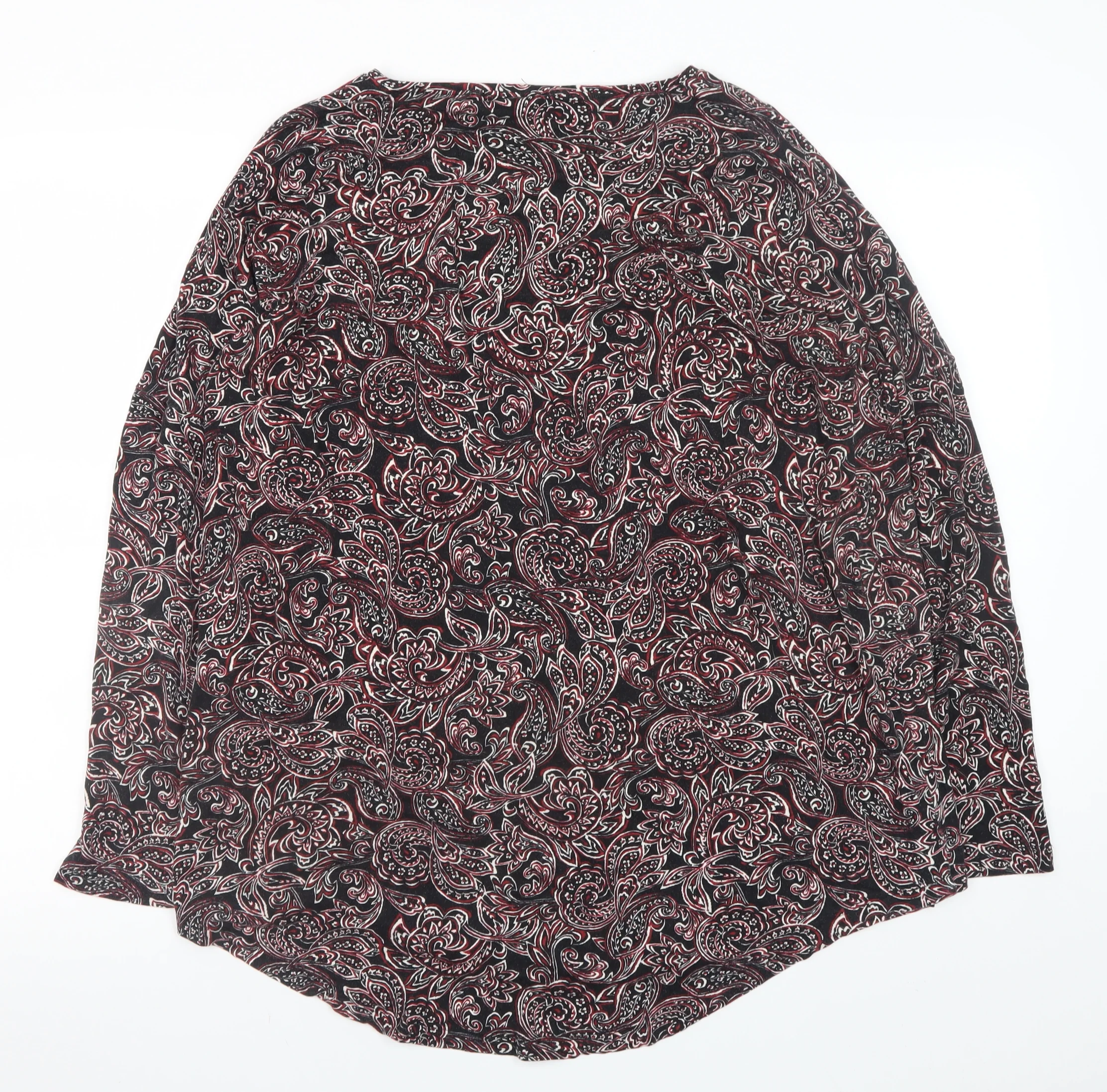 Papaya Women’s Black Red Paisley Long Sleeve Tunic Top Size L - Image 3