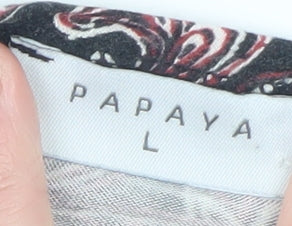 Papaya Women’s Black Red Paisley Long Sleeve Tunic Top Size L - Image 4