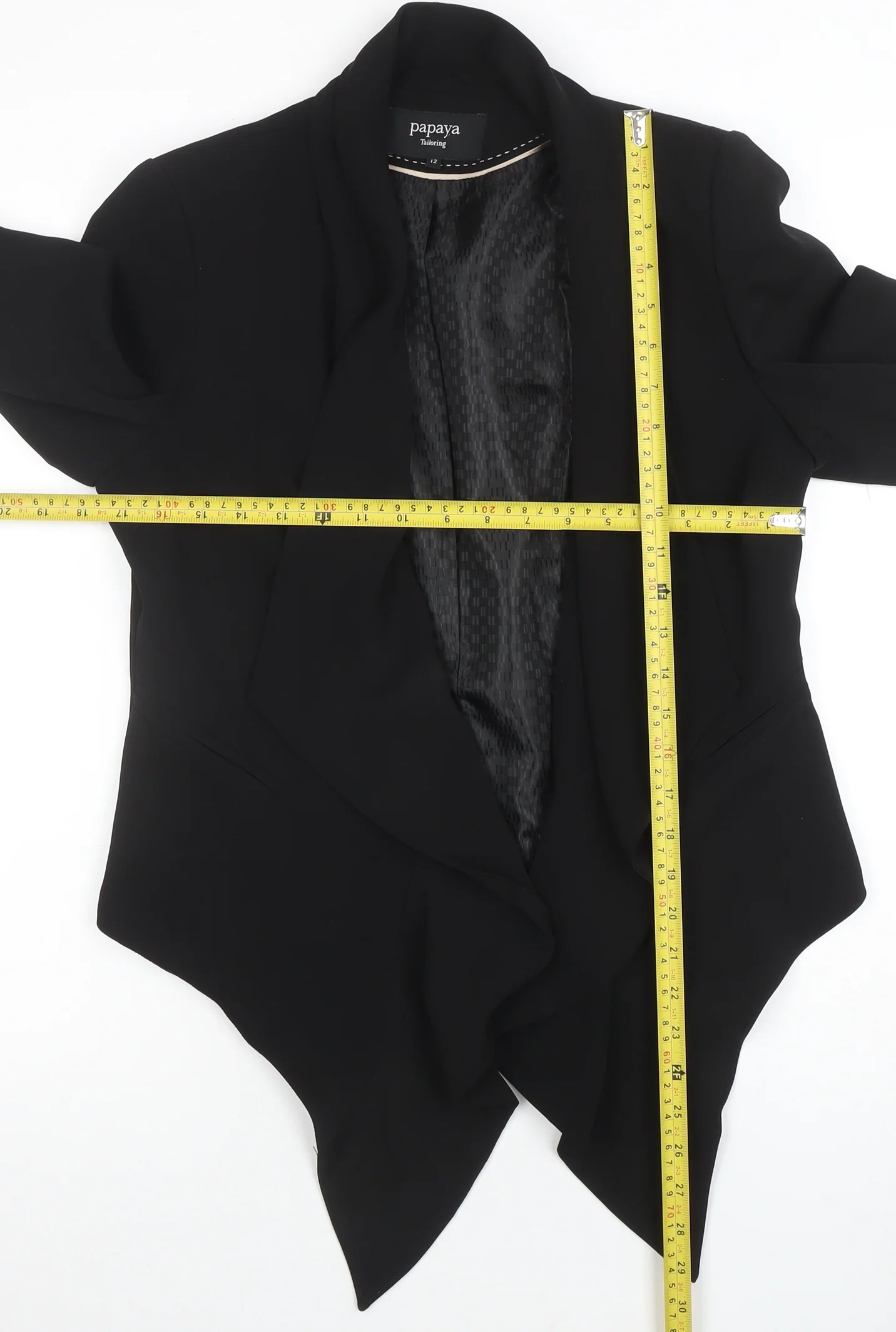 Papaya Women’s Black Shawl Collar Tailored Blazer Size 12 - Image 2
