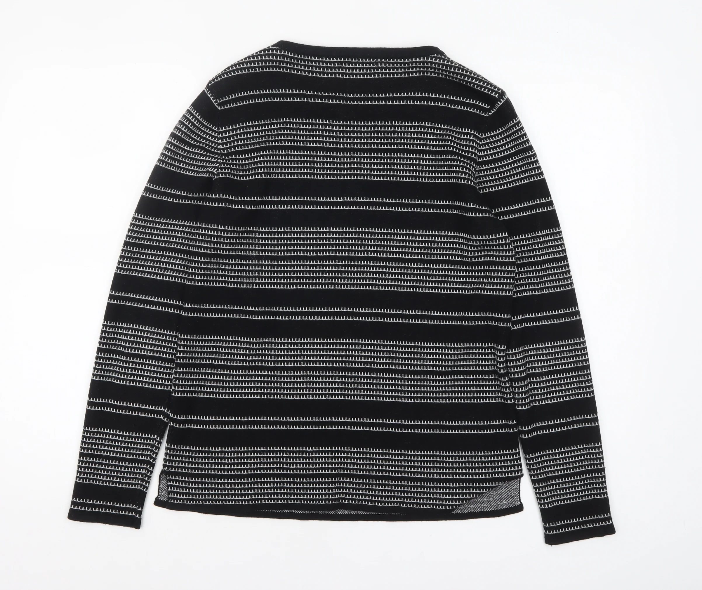 Papaya Women’s Black Striped Knit Jumper Size 12 Long Sleeve Pullover - Image 3