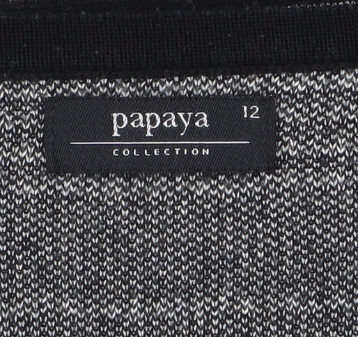 Papaya Women’s Black Striped Knit Jumper Size 12 Long Sleeve Pullover - Image 4