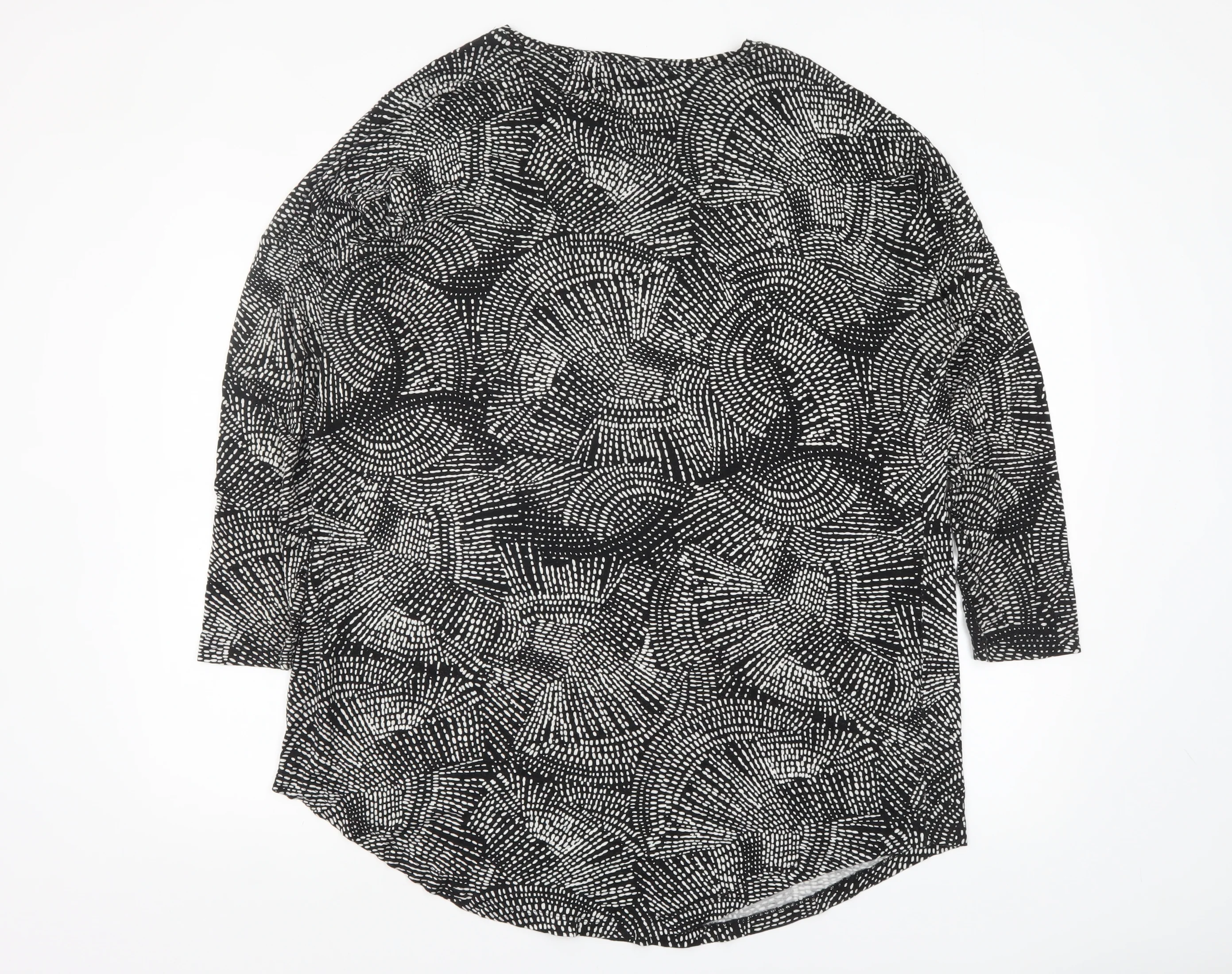 Papaya Women's Black Geometric Tunic Top Size L 3/4 Sleeve Viscose Blend - Image 3
