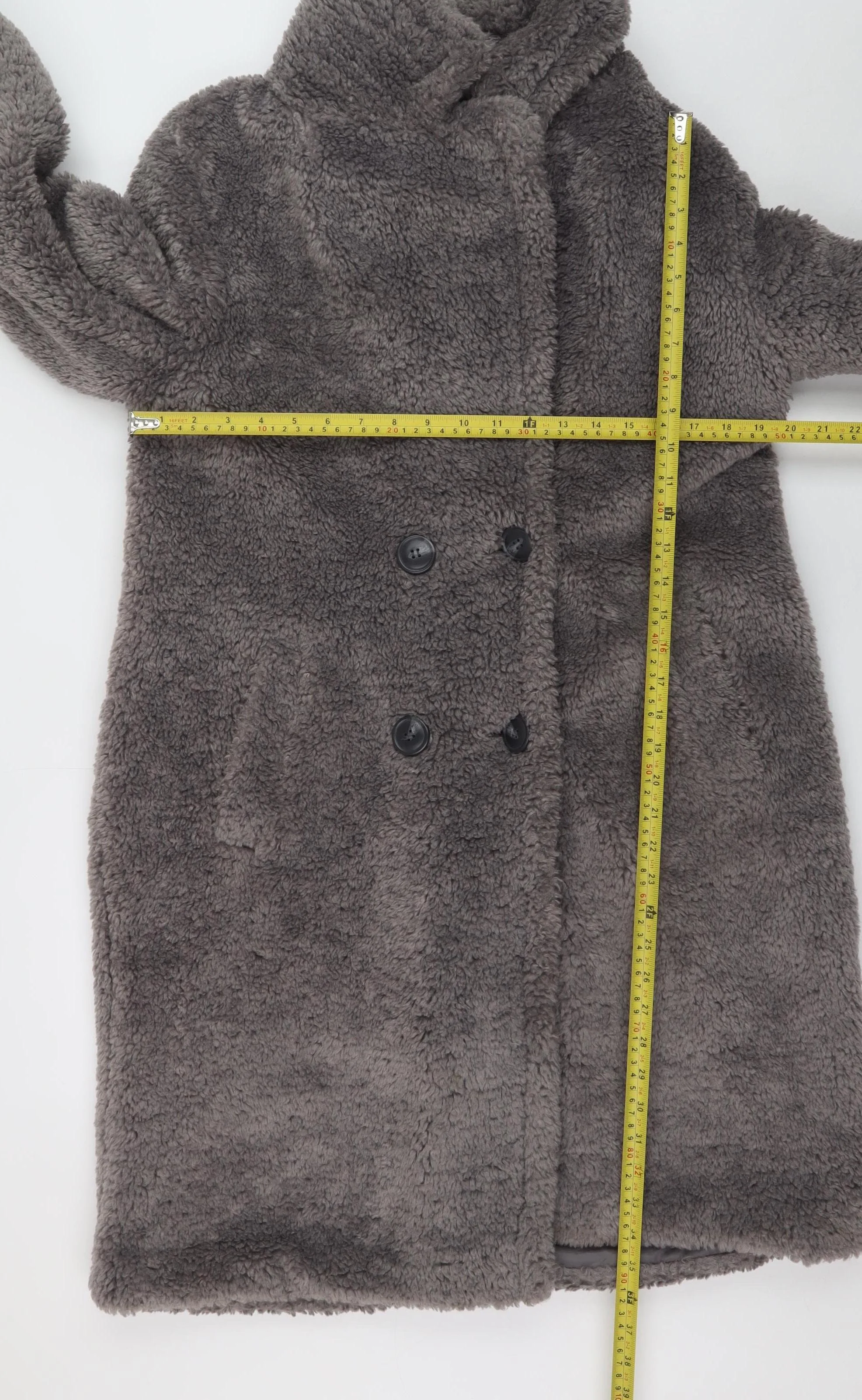 Papaya Womens Grey Long Faux Fur Overcoat Size 10 Winter Warm - Image 2