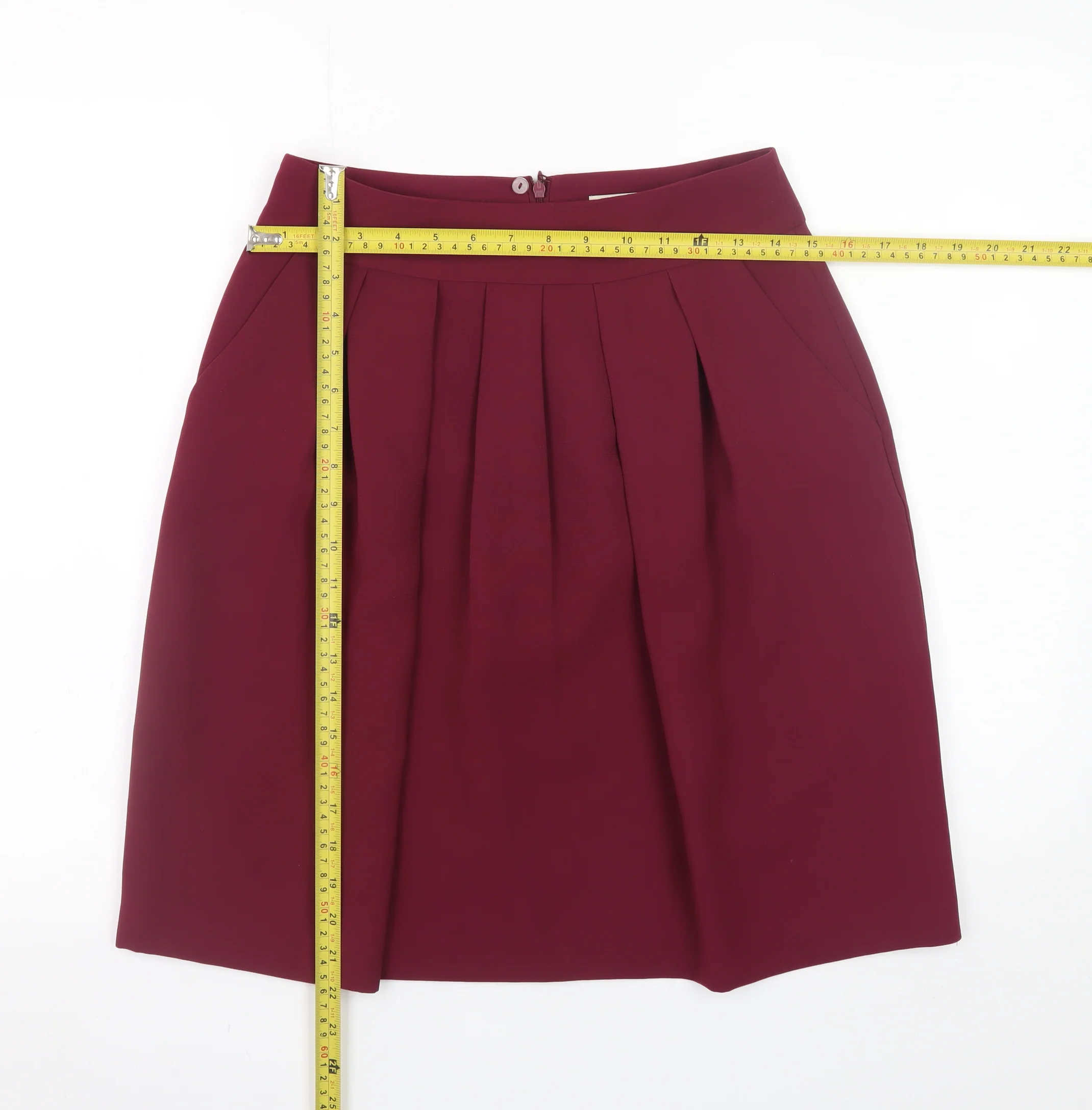 Papaya Women's Red Pleated Knee Length Polyester Skirt Size 8 - Image 2