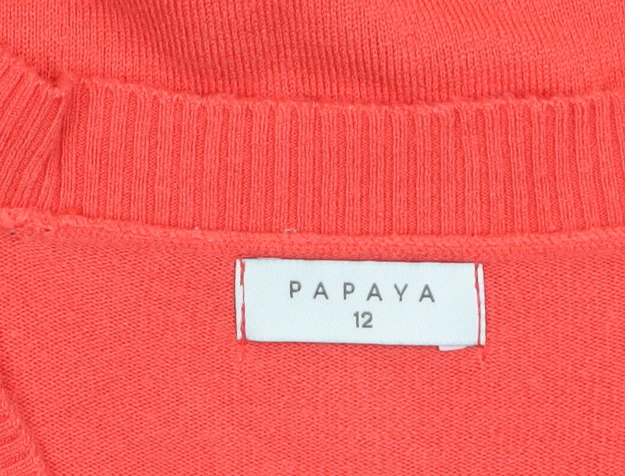 Papaya Women's Red V-Neck Long Sleeve Acrylic Jumper Size 12 - Image 5